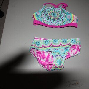 Multi Color Reversibile 2 Pcs Justice Bikini Swimsuit Size 7
